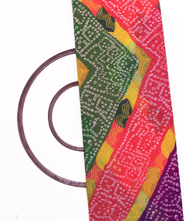 Pink Colour Bandhani Digital Print Georgette Fabric